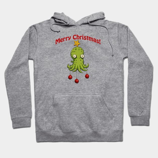 Christmas Cephalopod Merch Hoodie by elaerwina